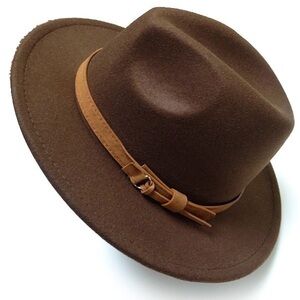 AURA Vintage Classic Fedora Tie Trim Series Coffee Brown